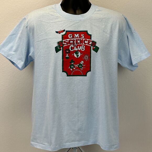 Vintage GMS Science Club T Shirt Mens Large Scientist School 90s USA Made Blue - Picture 2 of 8